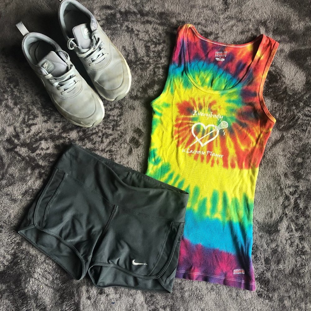 Soffe Rainbow Tie-Dye Lacrosse Racerback Tank Top